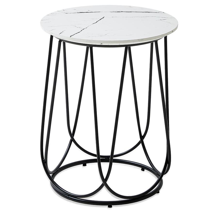 Konferenční stolek Nubira-S bílá mramor/černá Obrázek