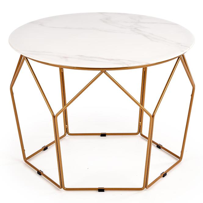 Konferenční stolek Madison bílá mramor/zlatá