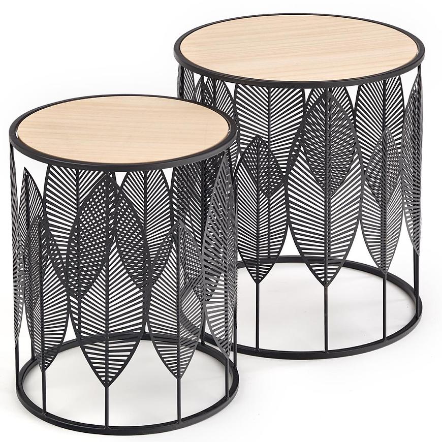 Konferenční stolek 2 ks FOLLA Halmar Černá Obrázek