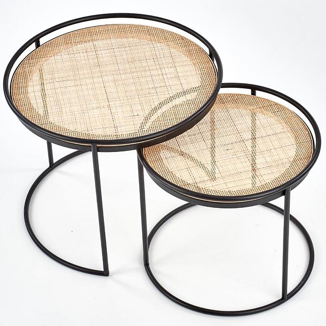 Konferenční stolek Manado rattan přírodní/černá set-2