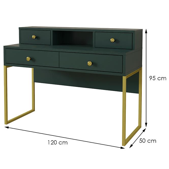 Psaci stůl 03 4S zelený/zlatý kov