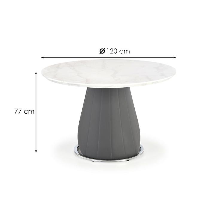 Stůl Remigio 120 Mdf/Ocel/Eco Kůže – Bílý/Popelavý
