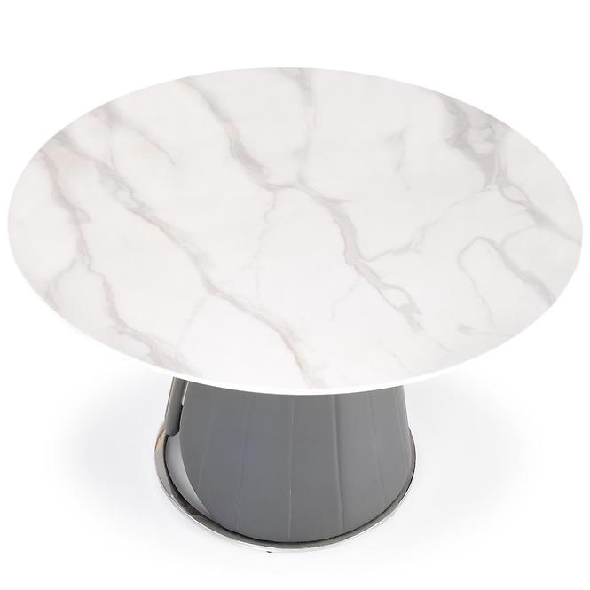 Stůl Remigio 120 Mdf/Ocel/Eco Kůže – Bílý/Popelavý