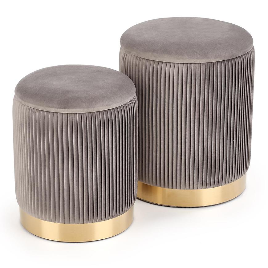 Taburetka 2 ks Monty popelavě šedá/zlatá Obrázek