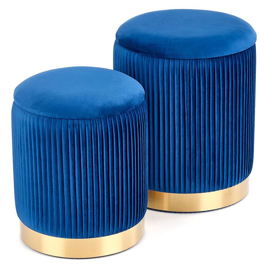 Taburetka 2 ks Monty tmavě modrá/zlatá Obrázek