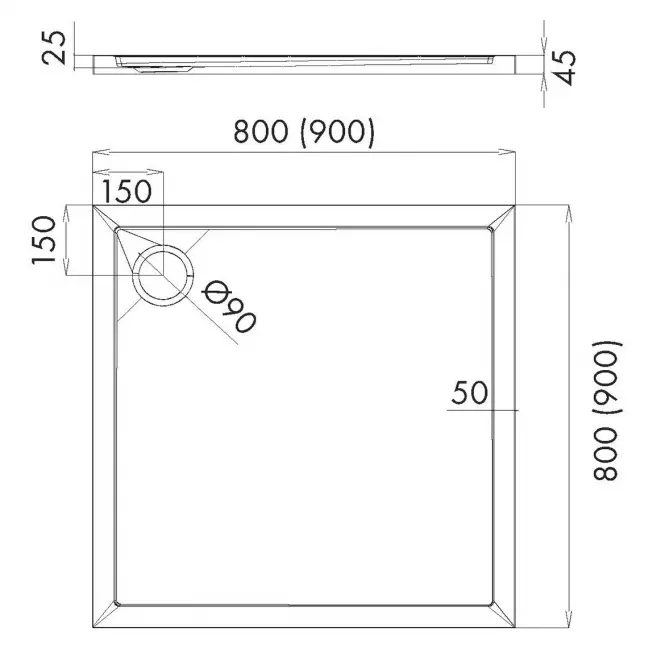Vanička Kw Caspar New Black Stone 80x80x4,5 3.2330/C/St,2