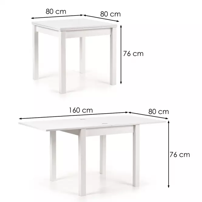 Stùl Gracjan 80/160 deska/Abs/Mdf – Bílý
