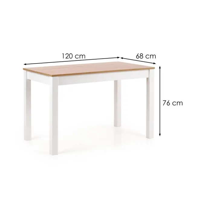 Stùl Ksawery 120x68 deska/Abs/Mdf – Dub Sonoma/Bílý