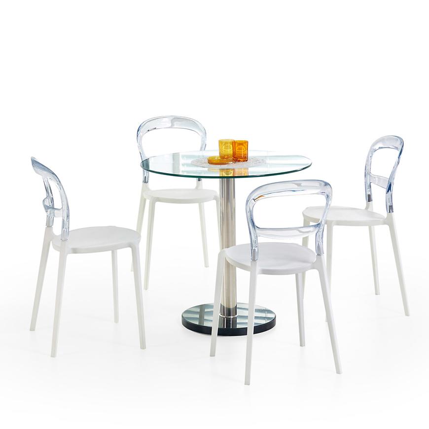 Stùl Cyryl 80 Sklenka/Ocel/Marmur Bezbarvý Obrázek