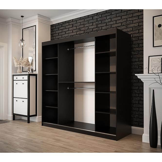 Skříň Old Wood T1 200 Černá/Old Style/Lustro,3