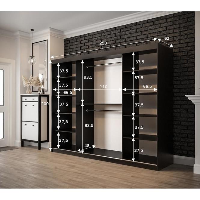 Skříň Old Wood T2 250 Černá/Old Style/Lustro,4