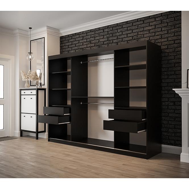 Skříň Old Wood T2 250 Černá/Old Style/Lustro,5