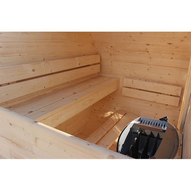 Dřevěná sauna – sud 1,5 m + kamna Harvia BC60