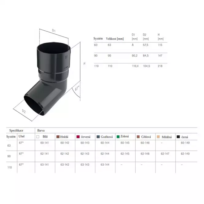 Koleno svodu 110 mm Bryza hnědá,3