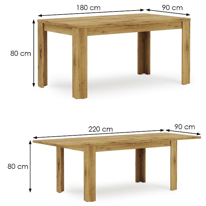 Stůl Miro 180+40 cm dub/grafit,3