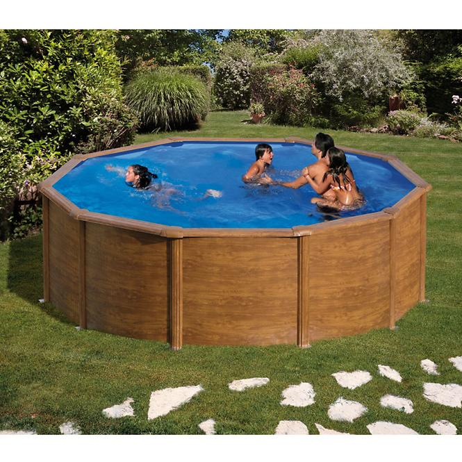 Bazén ocelový kulatý dřevo PACIFIC 460x120 CM, KIT460W