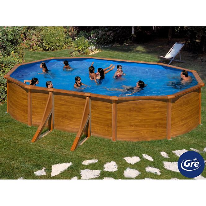 Bazén ocelový oválný dřevo PACIFIC 500x300x120 CM, KIT500W