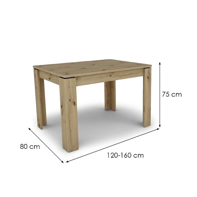 Stůl Capannoli 80x120-160 dub artisan/černá