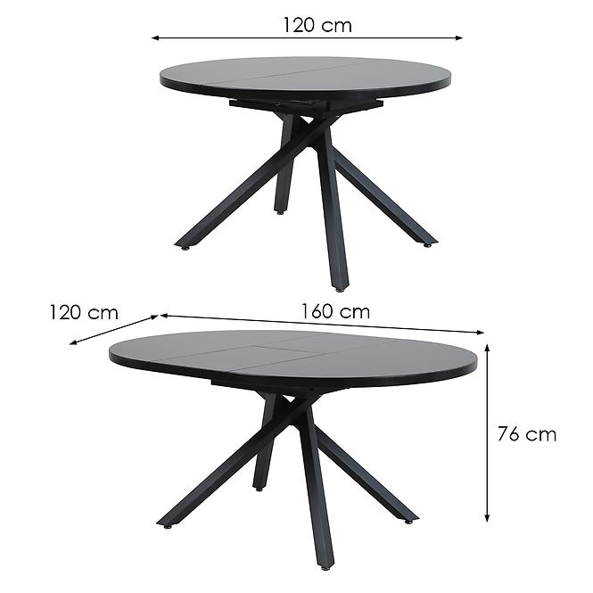 Stůl Draco B10038-120(160)X120 černá mat