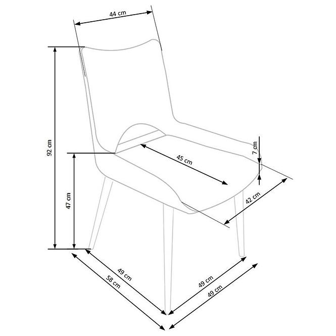 Židle K369 látka/kov tmavě šedá 48x58x92
