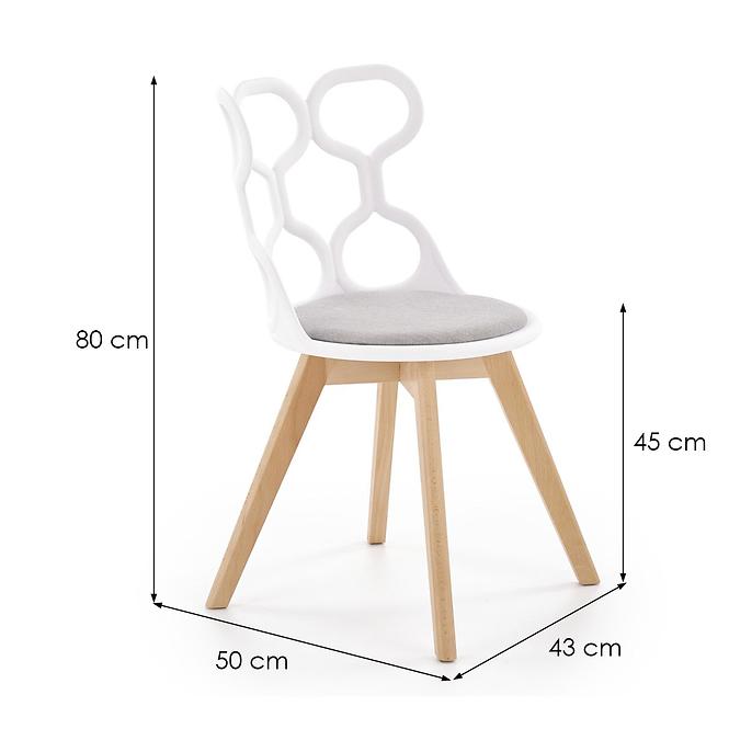 Židle K308 polypropylen/dřevo/látka bílá/šedá