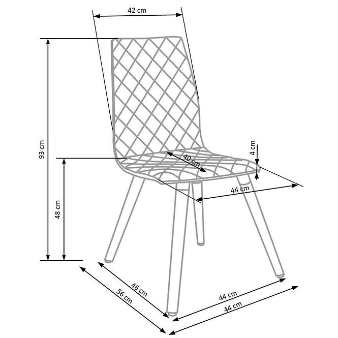 Židle K282 látka/dřevo šedá, 56x44x93