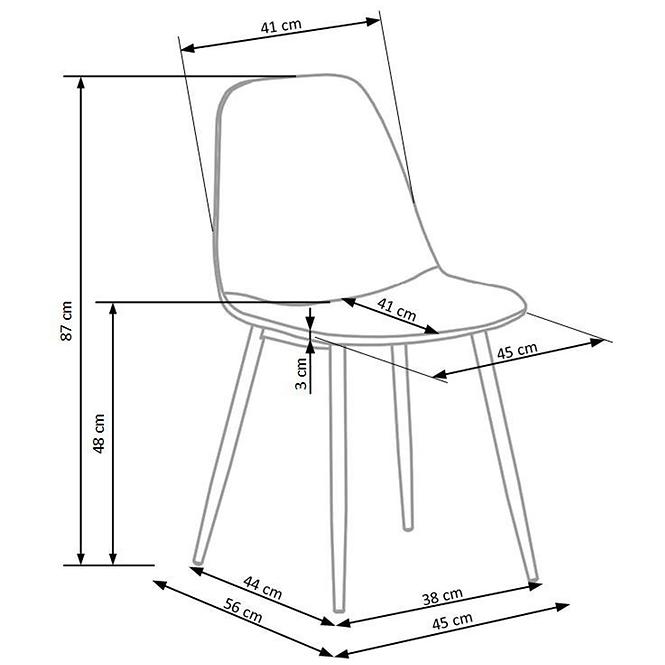 Židle K316 látka/kov šedá 44x56x87