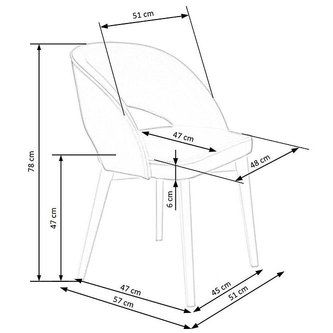 Židle Marino dřevo/samet dub/monolith 77 51x57x78