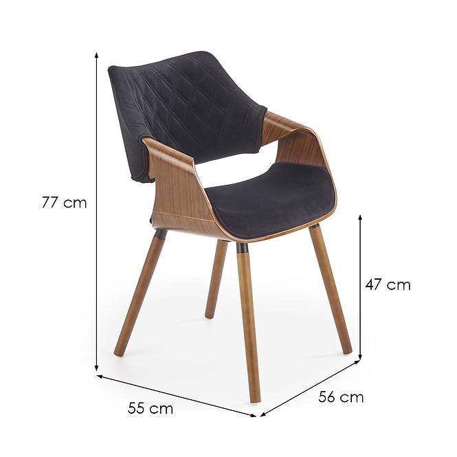 Židle K396 dřevo/samet ořech/černá 56x55x77