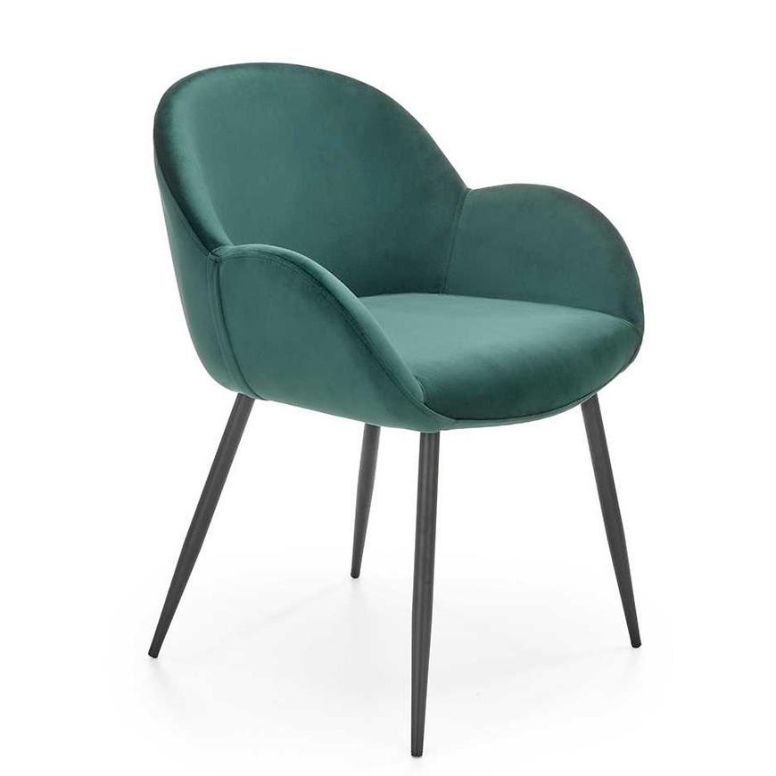 Židle K480 samet/kov tmavě zelená 59x59x79