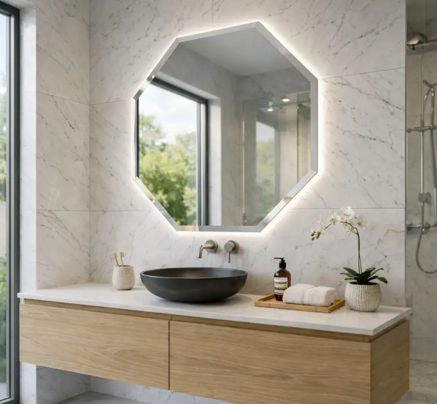 Zrcadlo hexa led 60 60x60