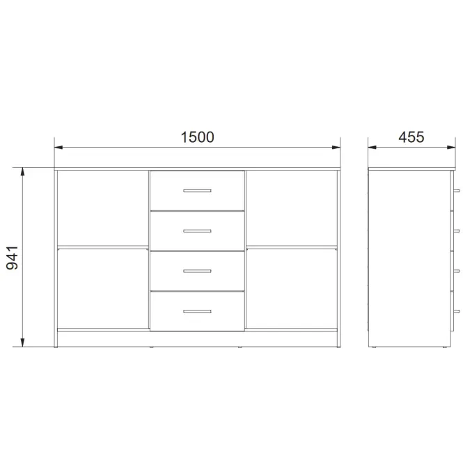 Komoda Bahli 150cm Dub Sonoma