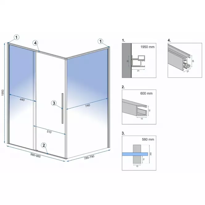 Sprchový kout Solar Gold 100x80