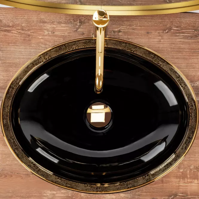Umyvadlo na desku Margot Black/Gold,4