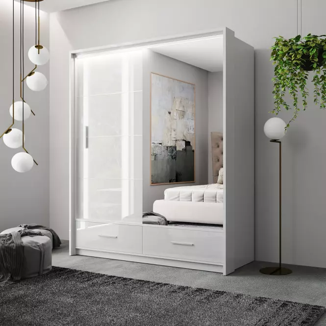 Šatní skříň Marsylia 203 bílý lesk/bílá,3
