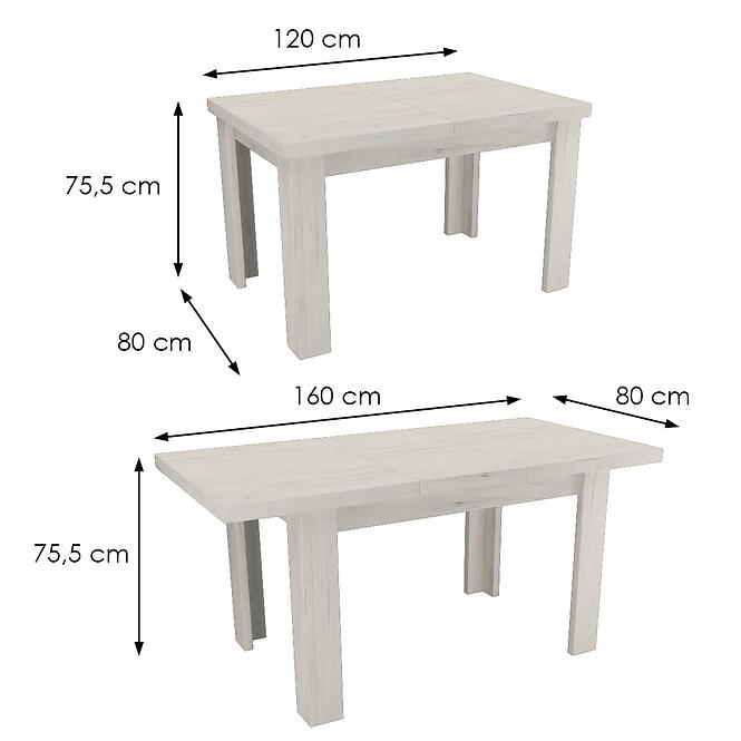 Stůl malý Kora 120x80+40 kraft bílý