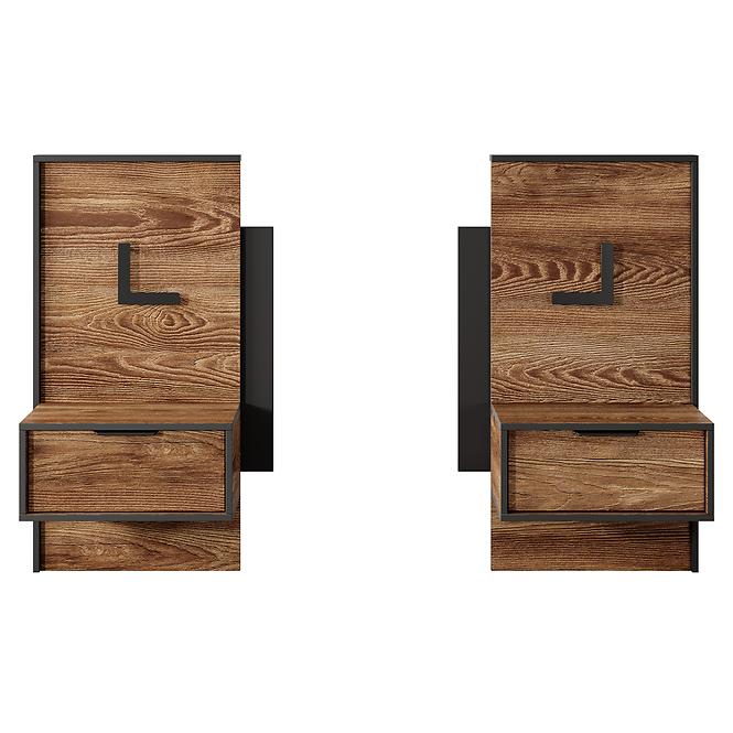 Noční stolky MILTON 2 kusy Kaštan/antracit,2