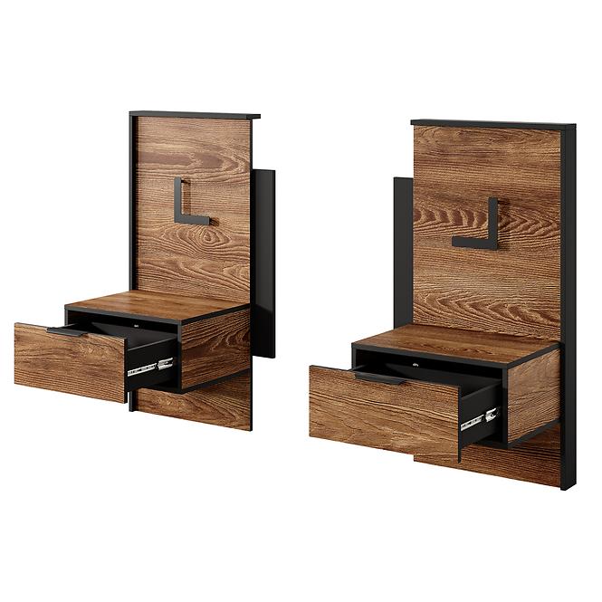 Noční stolky MILTON 2 kusy Kaštan/antracit,3