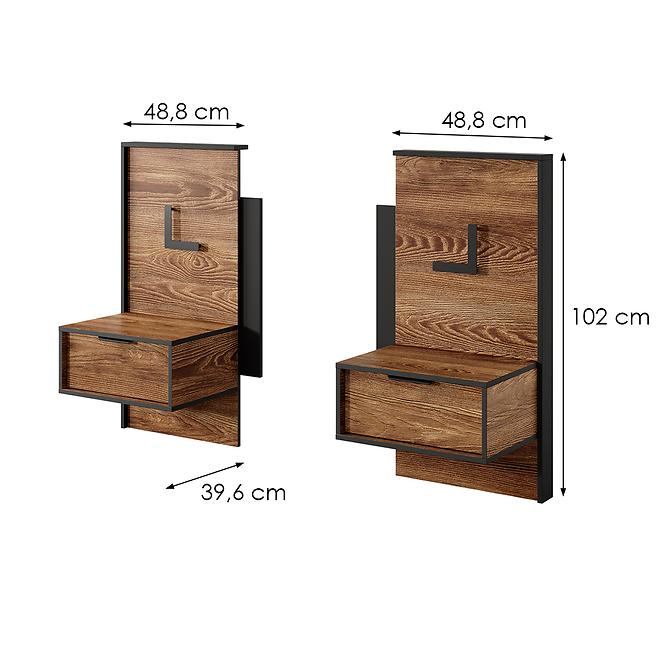 Noční stolky MILTON 2 kusy Kaštan/antracit,4