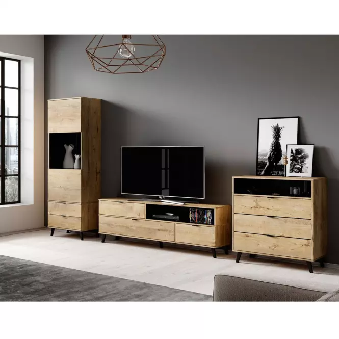 Vitrína Nest w-2 dub lefkas/Černá,2