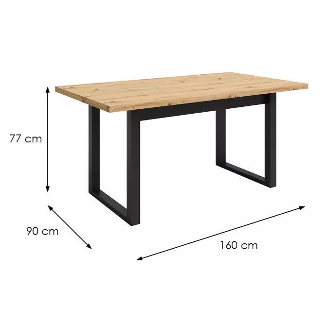 Stůl Max Dub Artisan / Černá  Mat 160x90,2