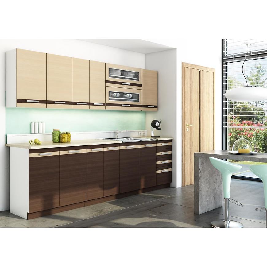 Kuchyňská linka Lungo/Macchiato 260cm Dub Mléčný/Wenge s pracovní deskou