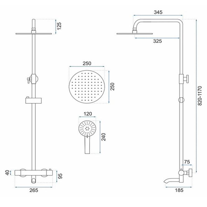 Sprchový set s termostatem Lungo Rea P6607 chrom