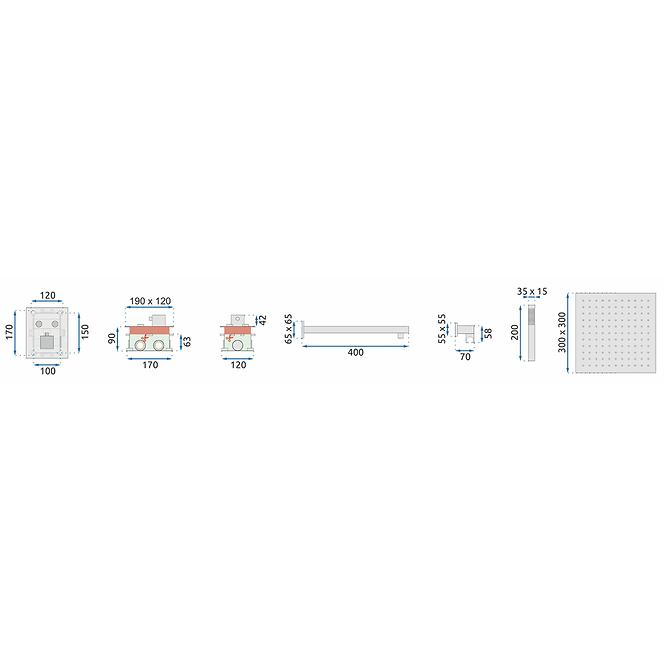 Podomítkový sprchový set s termostatem Fenix-Davis Rea P6356 chrom