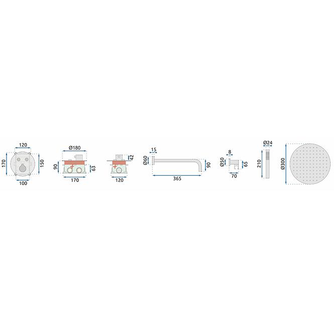 Podomítkový sprchový set s termostatem Lungo-Miller Rea P6614 bílý