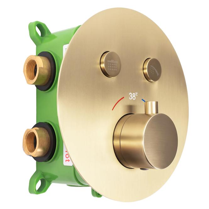 Podomítkový sprchový set s termostatem Lungo-Miller Rea P6716 zlatý kartáčovaný povrch