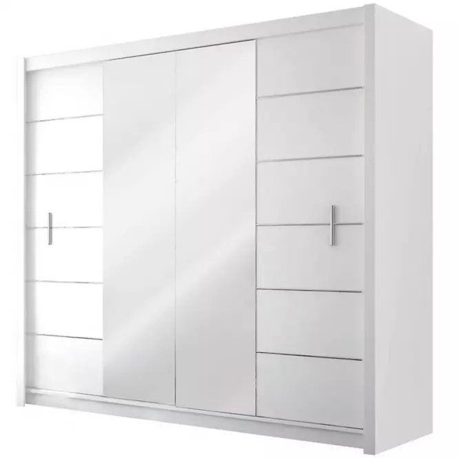 Šatní skříň Lizbona-2 203cm Bílá/Zrcadlo