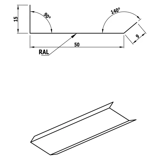 Krycí lišta Smart 0,4x70x1000 mm RAL8017 hnědá