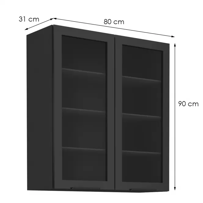 Kuchyňská skříňka Siena černý mat 80gs-90 2f,2
