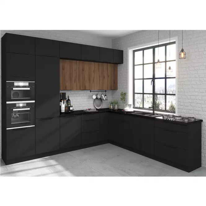 Kuchyňská skříňka Siena černý mat 30g-90 1f,4